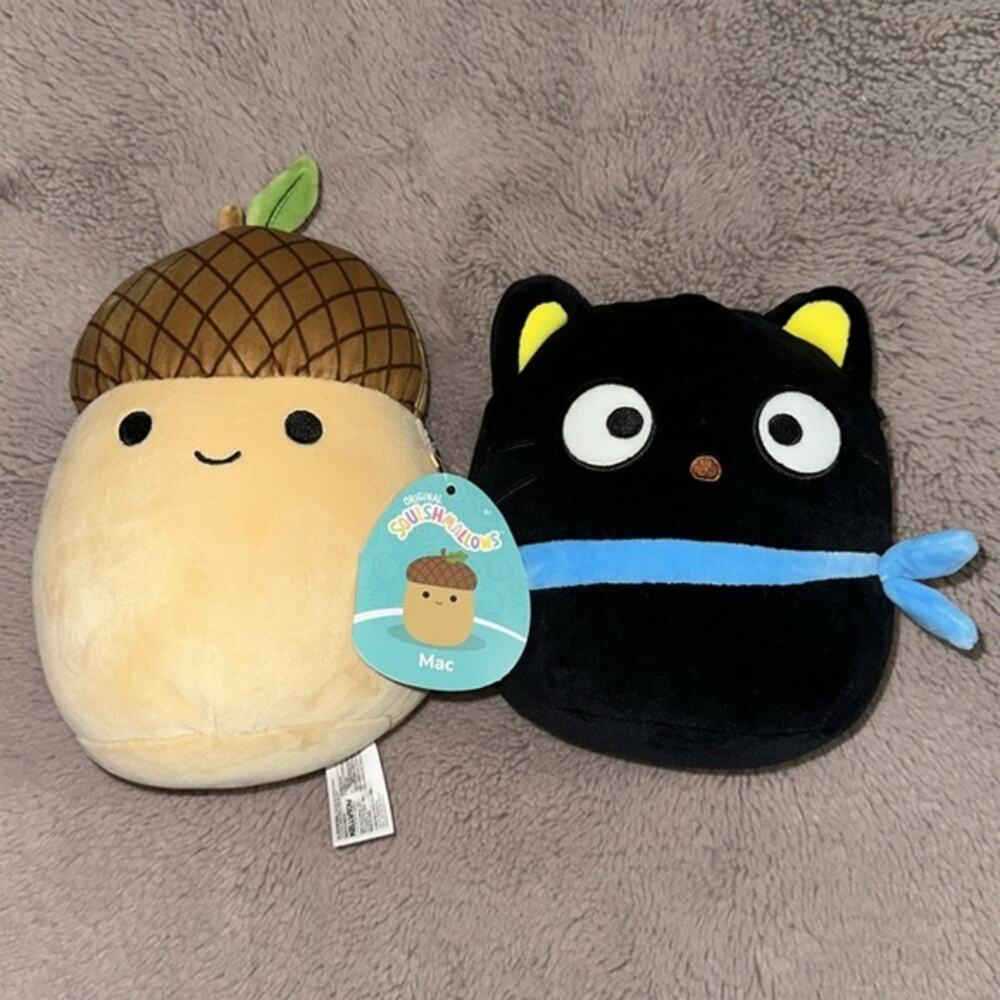 Squishmallows MAC the ACORN NWT 7.5 inches & Chococat Hello Kitty & Friends 6-8"